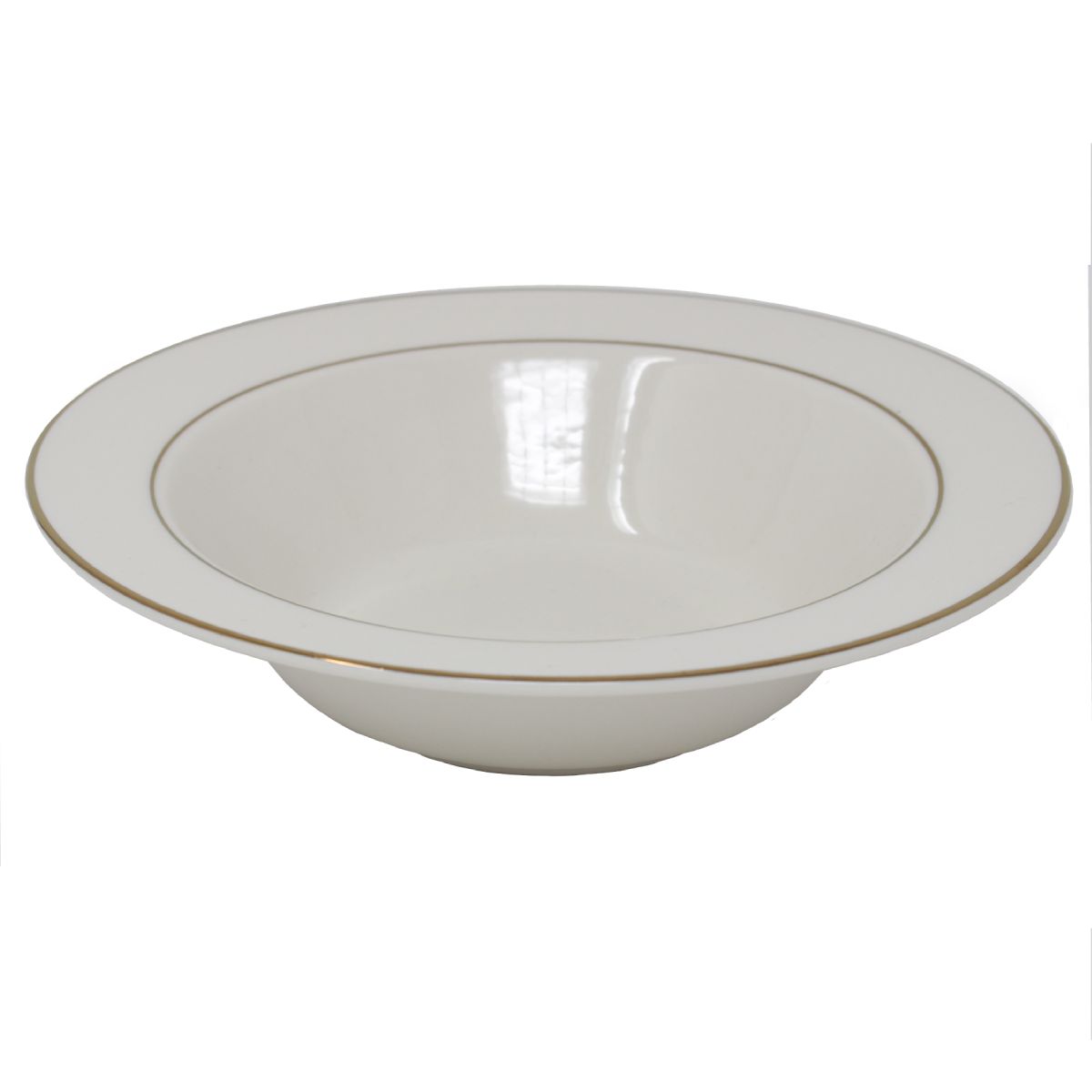 Serving Bowl Beige With Gold Band 20.5 Oz