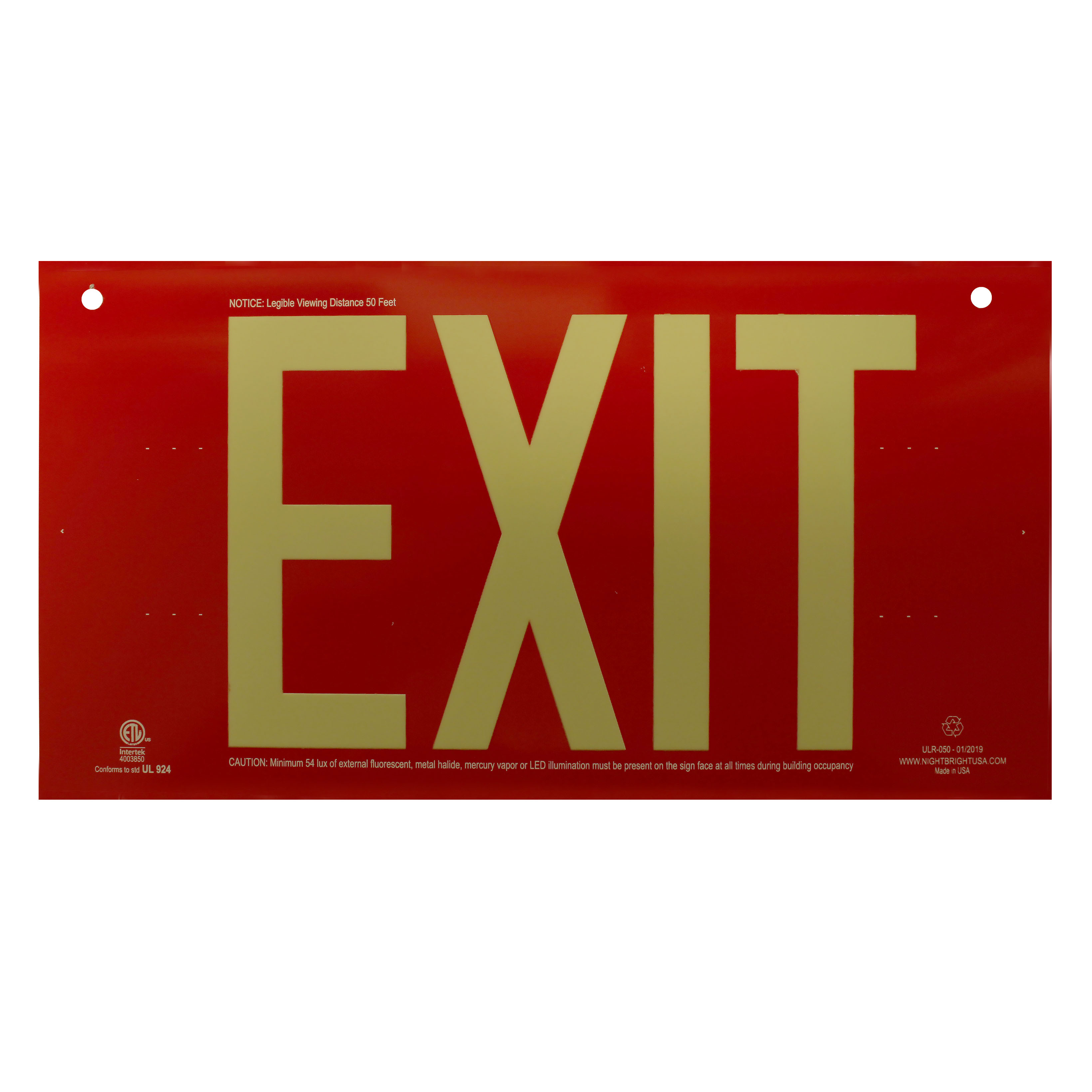 Exit Sign Photoluminescent