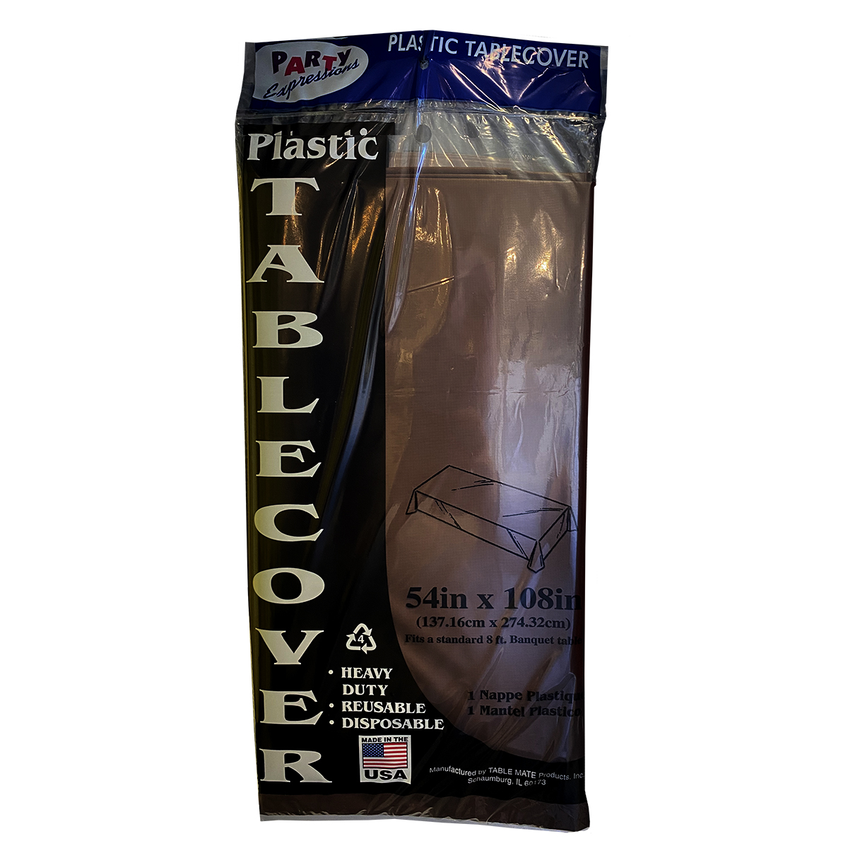 54x108 Brown Plastic Tablecover