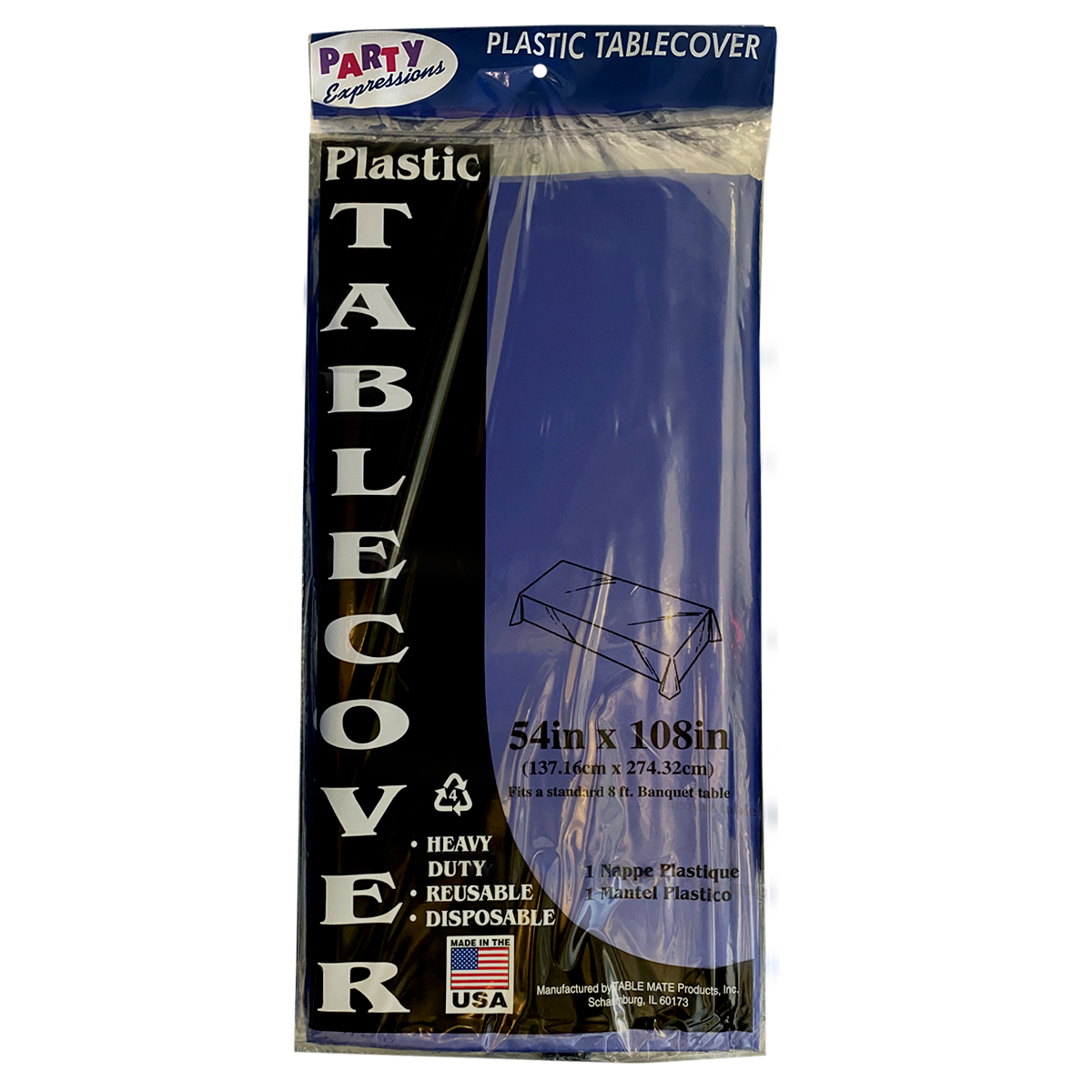 54x108 Blue Navy Plastic Tablecover