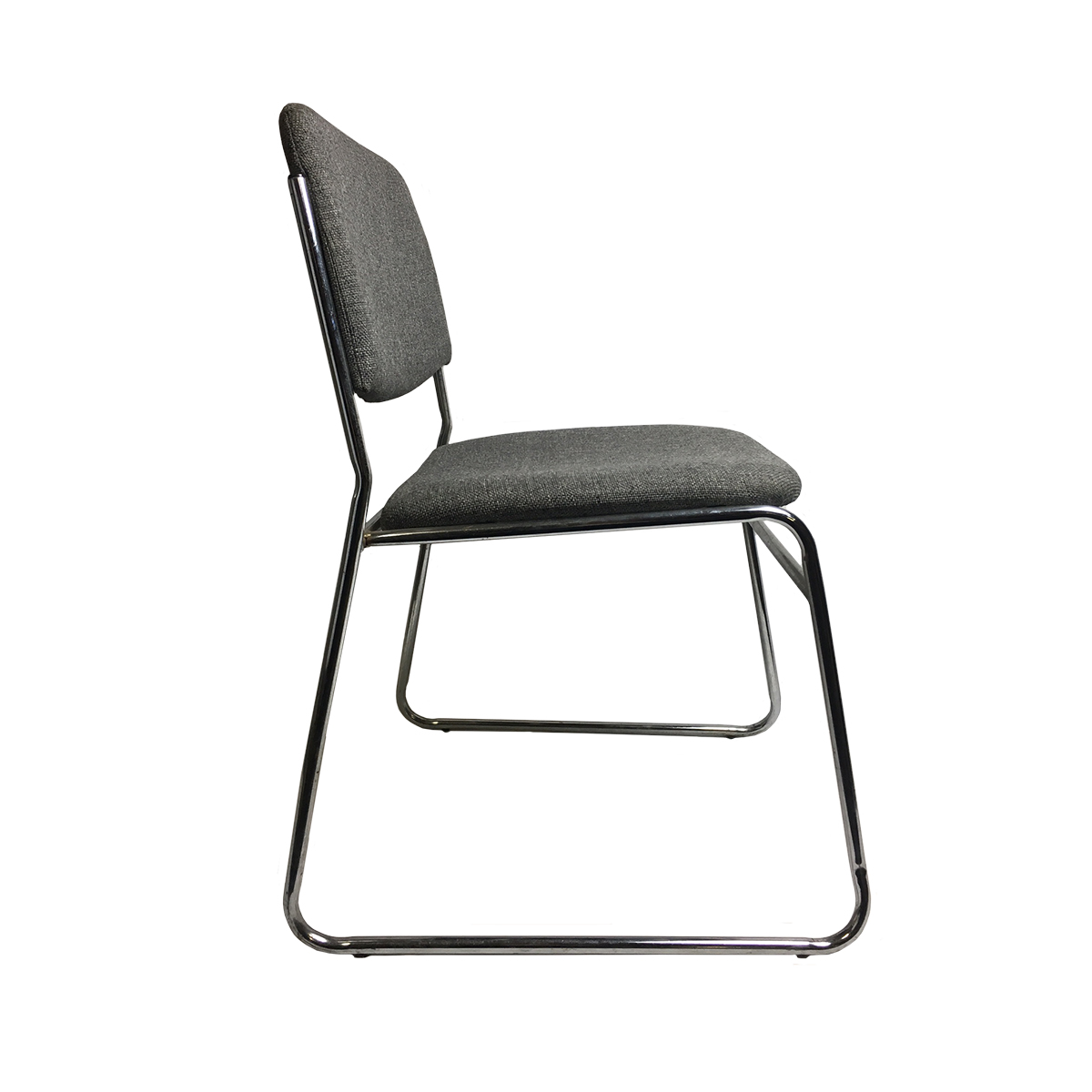 Chair Grey Padded Stacking With Chrome Frame 