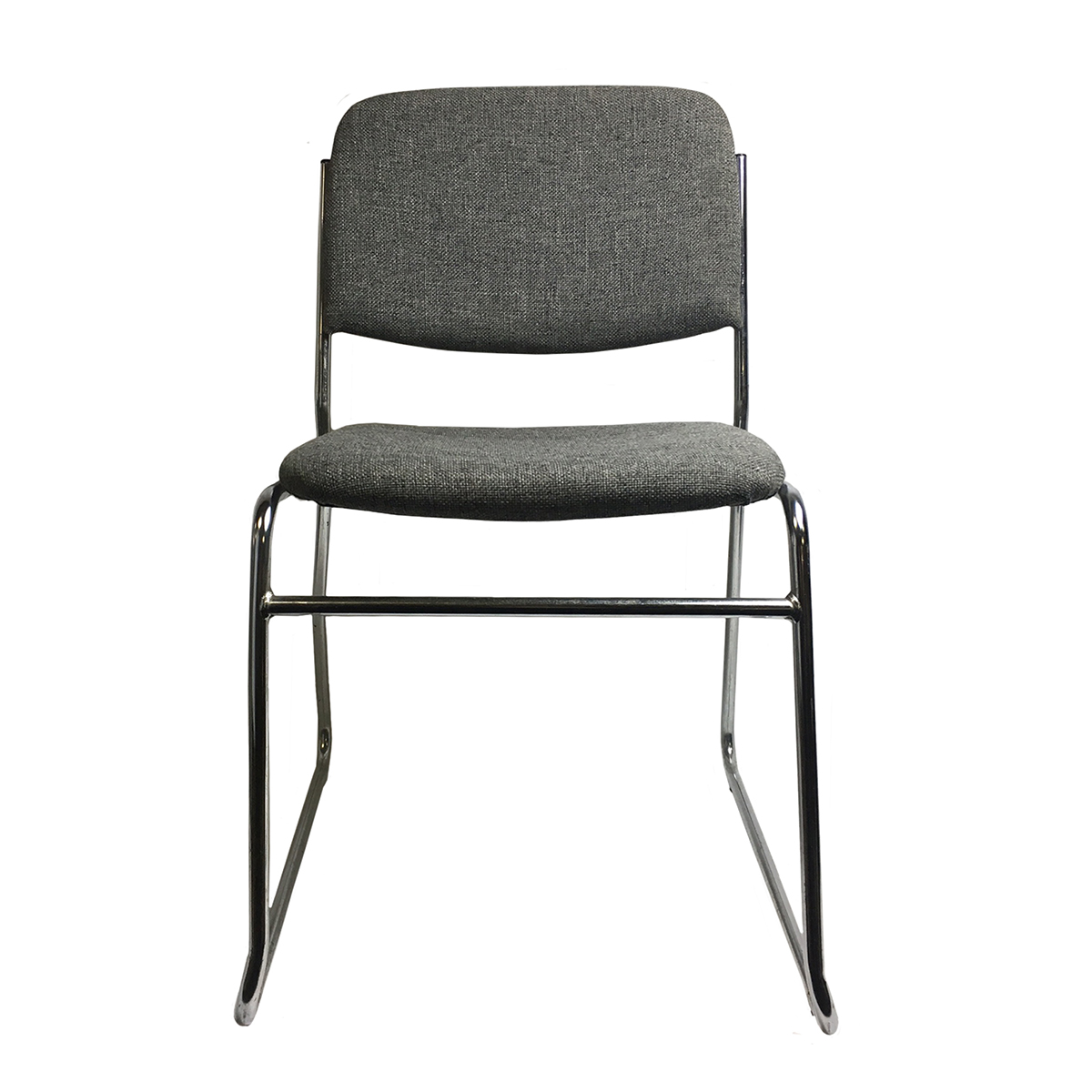 Chair Grey Padded Stacking With Chrome Frame 