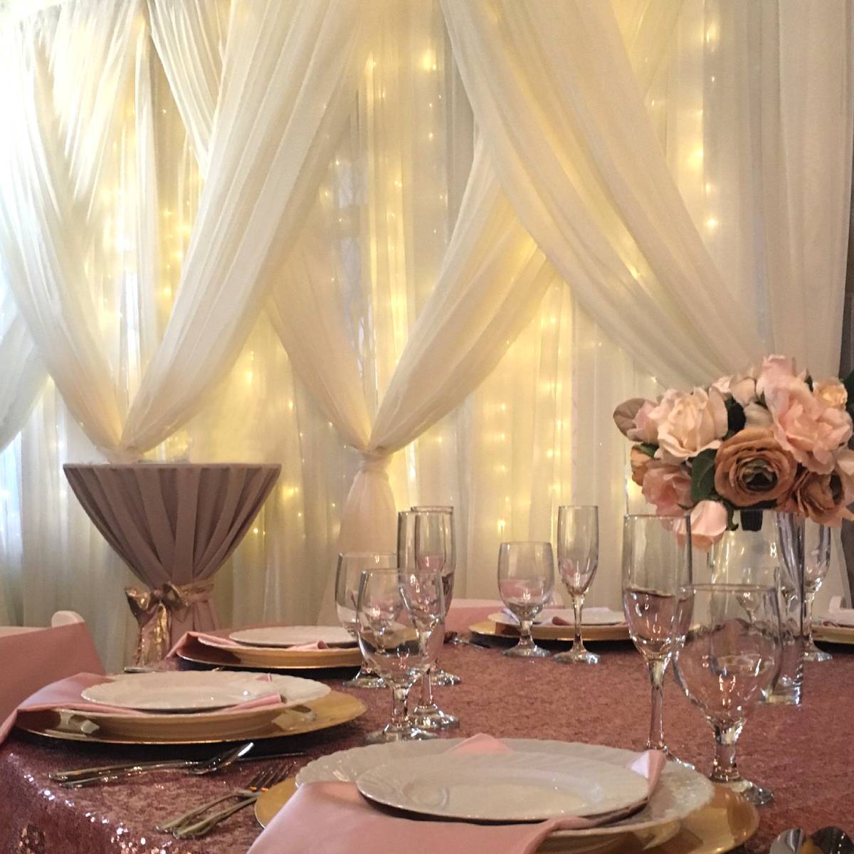 Sheer Tent Leg Drape-Party Rental, Tent Accessories, Wedding Decor